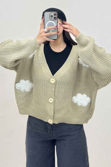 ژاکت دکمه دار بافت ابری