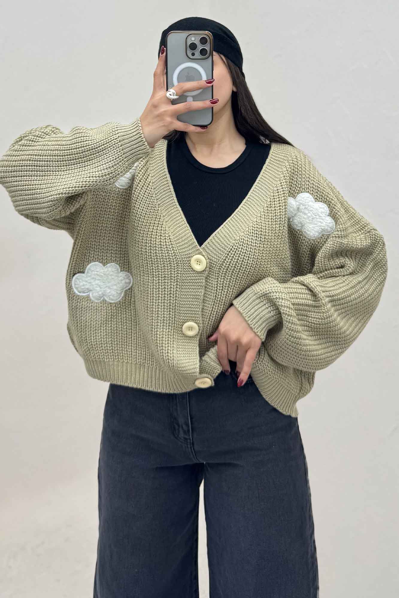 ژاکت دکمه دار بافت ابری