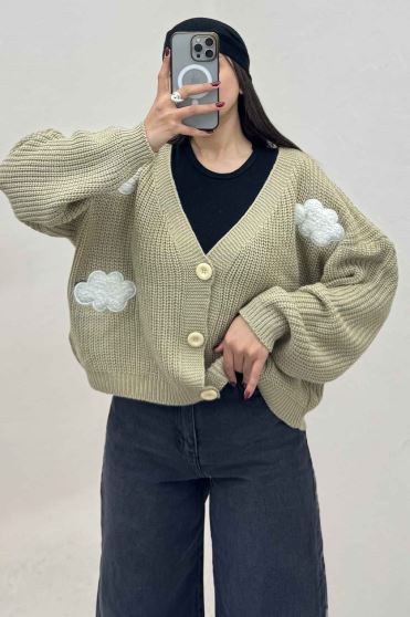 ژاکت دکمه دار بافت ابری