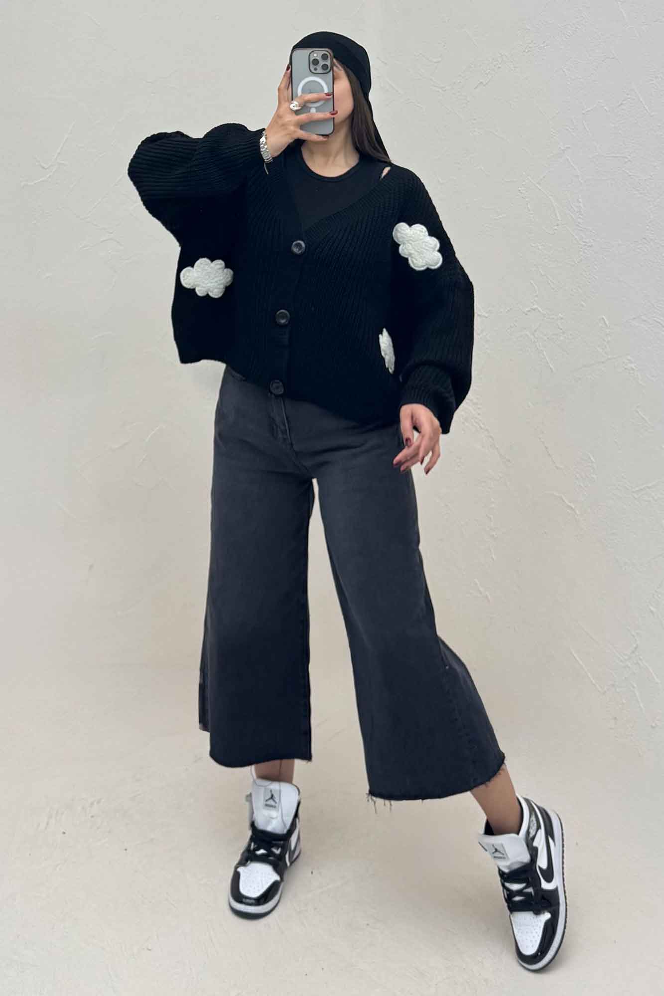 ژاکت دکمه دار بافت ابری