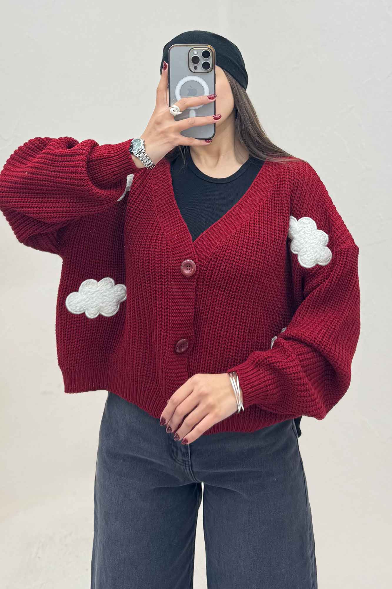 ژاکت دکمه دار بافت ابری