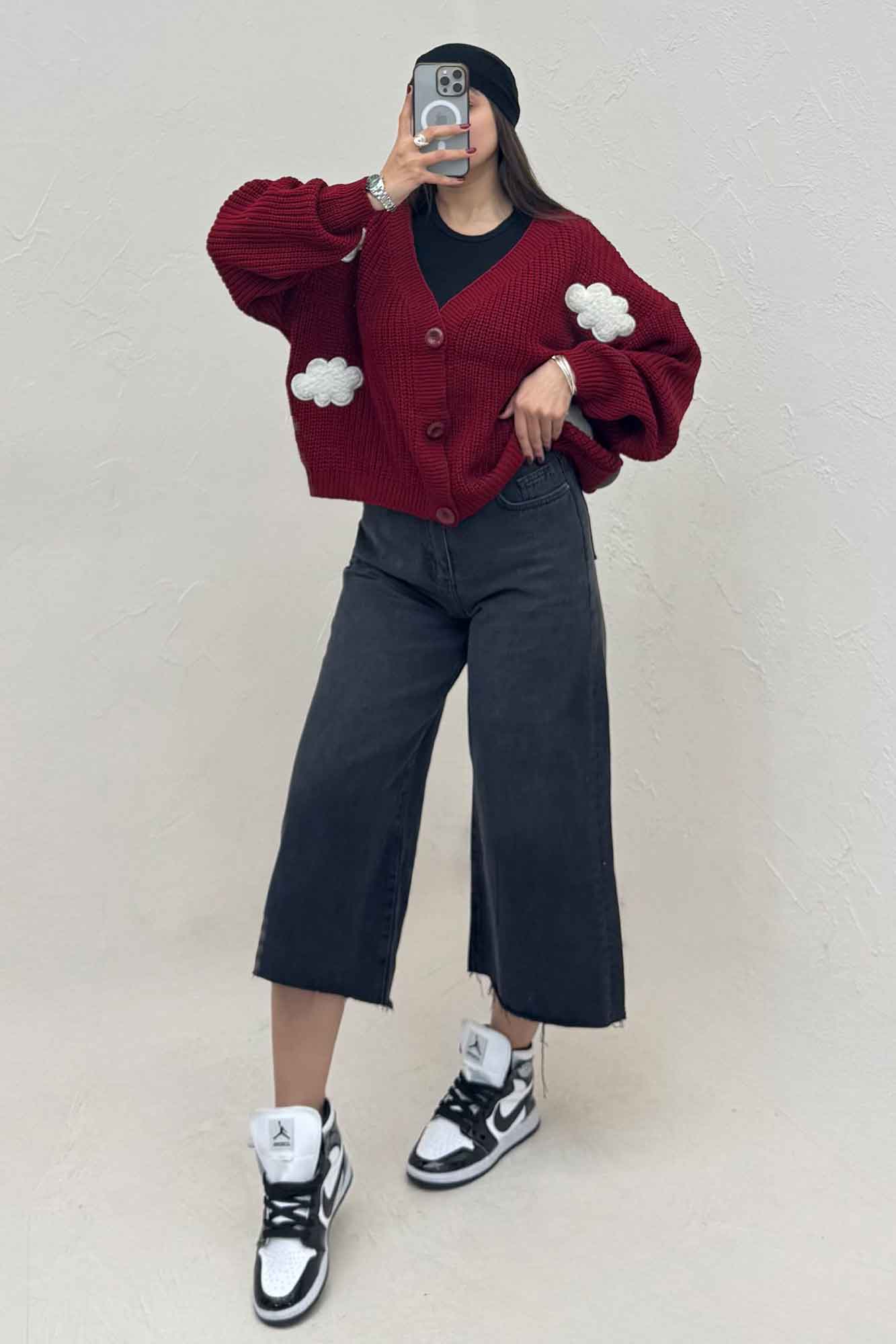 ژاکت دکمه دار بافت ابری