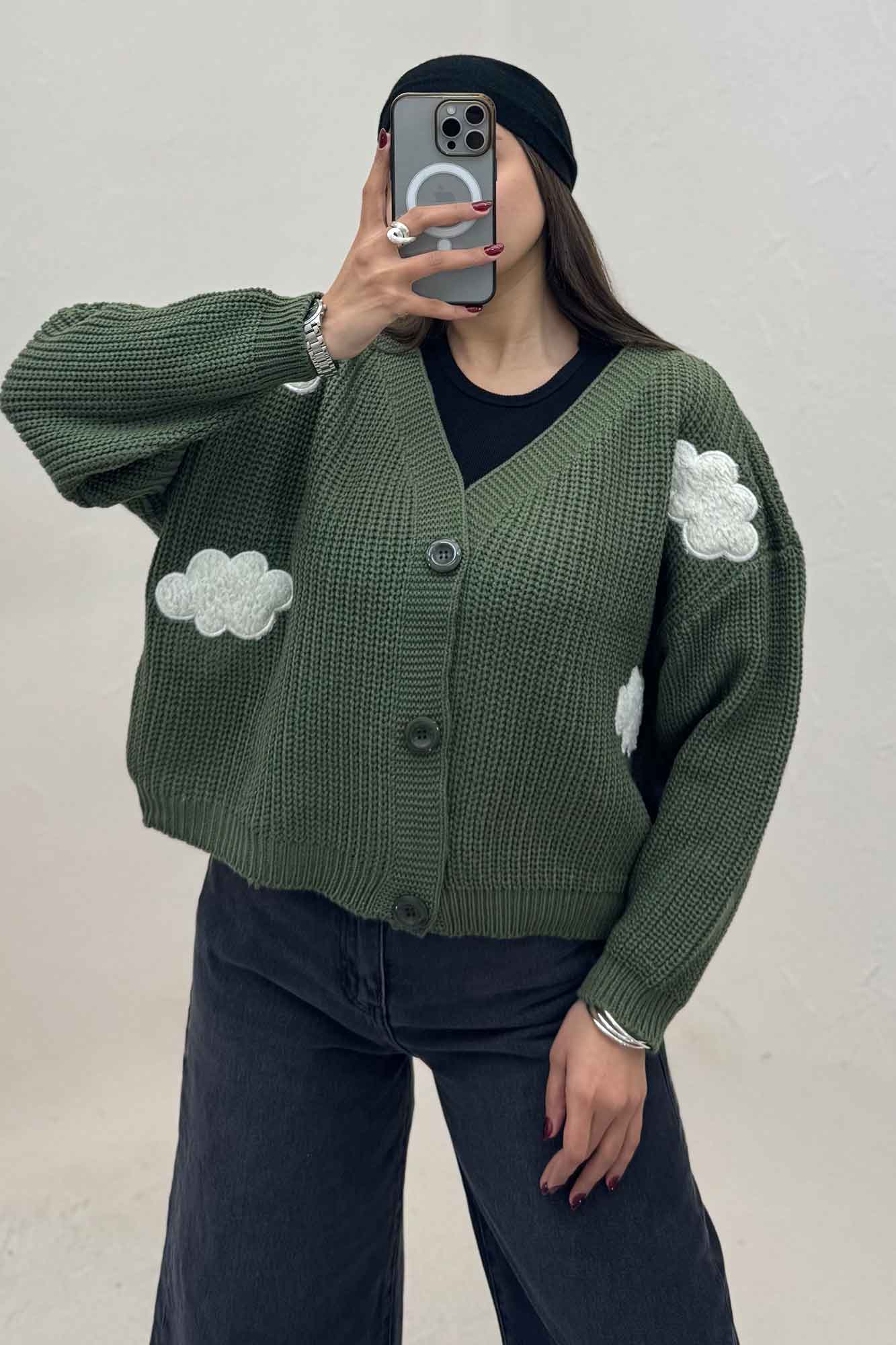 ژاکت دکمه دار بافت ابری