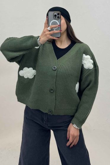 ژاکت دکمه دار بافت ابری