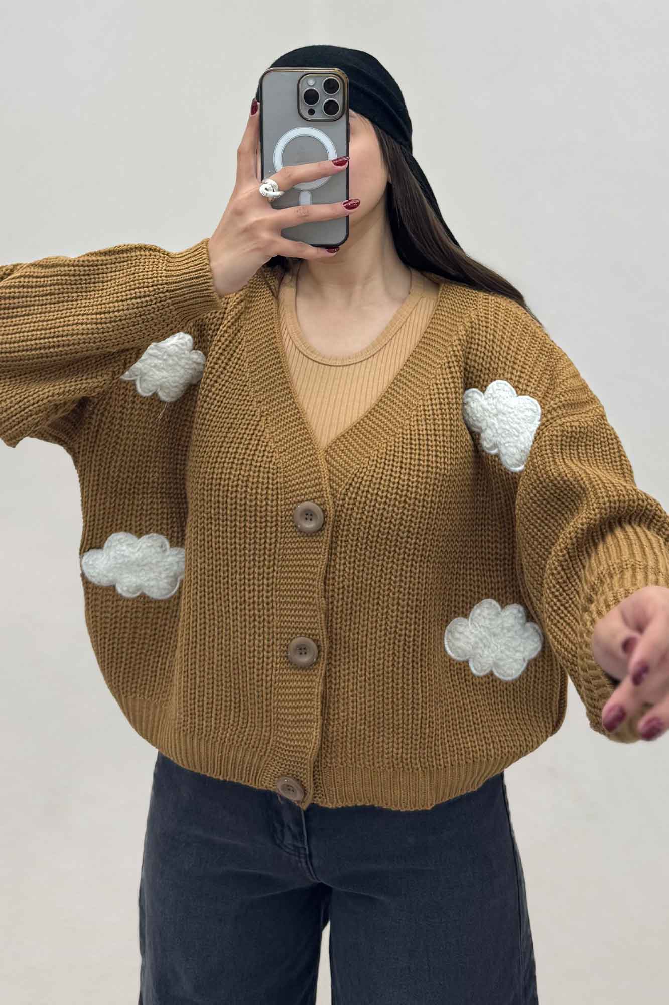 ژاکت دکمه دار بافت ابری