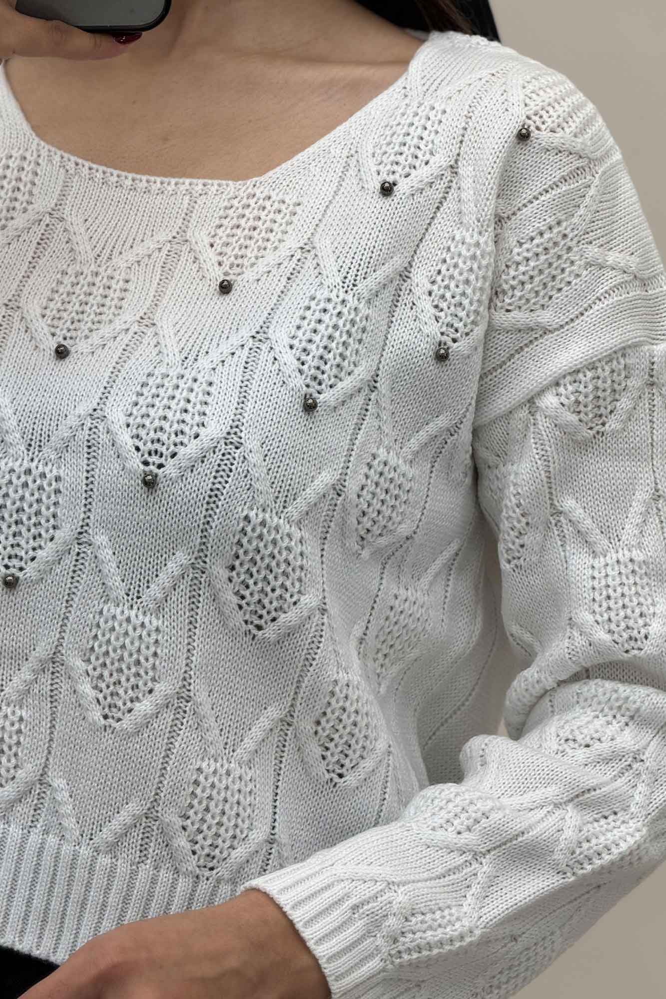 بلوز بافت طرح دار منجقی کد 168