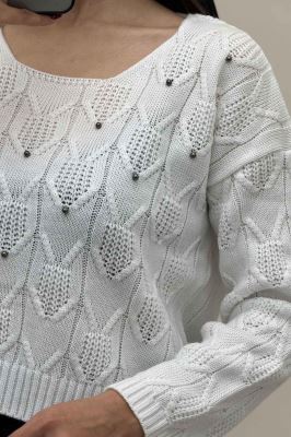 بلوز بافت طرح دار منجقی کد 168