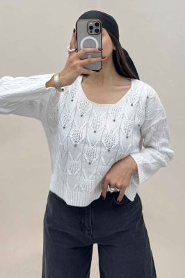 بلوز بافت طرح دار منجقی کد 168