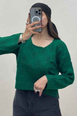 بلوز بافت طرح دار منجقی کد 168