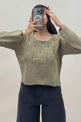 بلوز بافت طرح دار منجقی کد 168