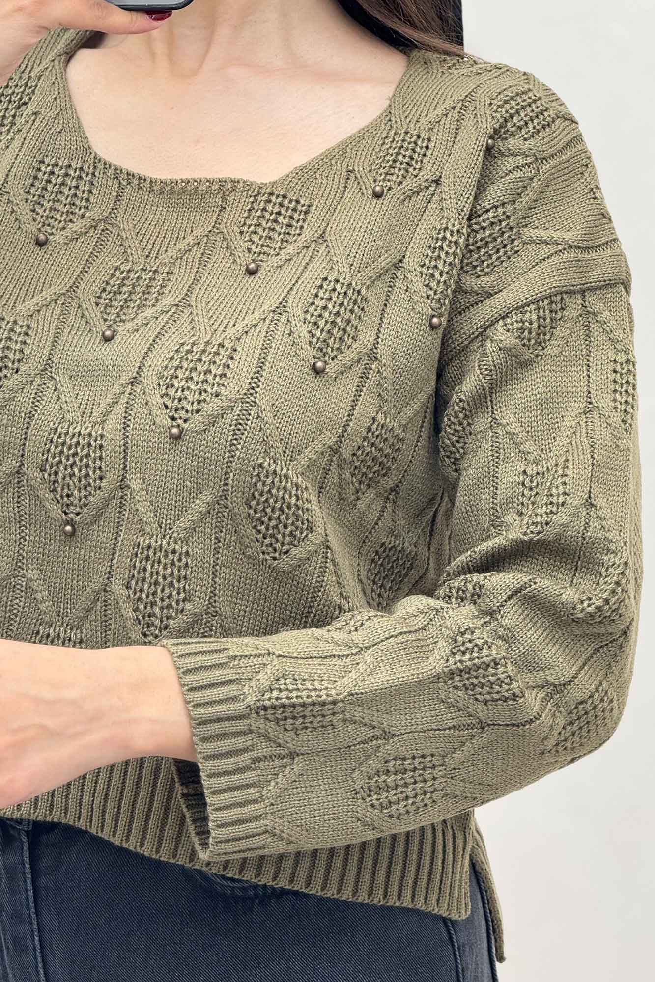 بلوز بافت طرح دار منجقی کد 168