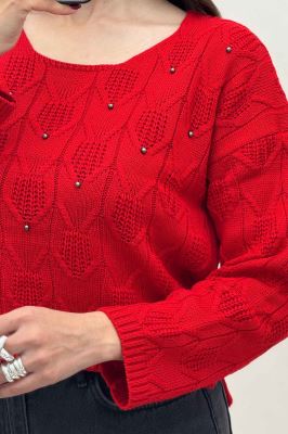 بلوز بافت طرح دار منجقی کد 168