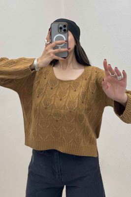 بلوز بافت طرح دار منجقی کد 168