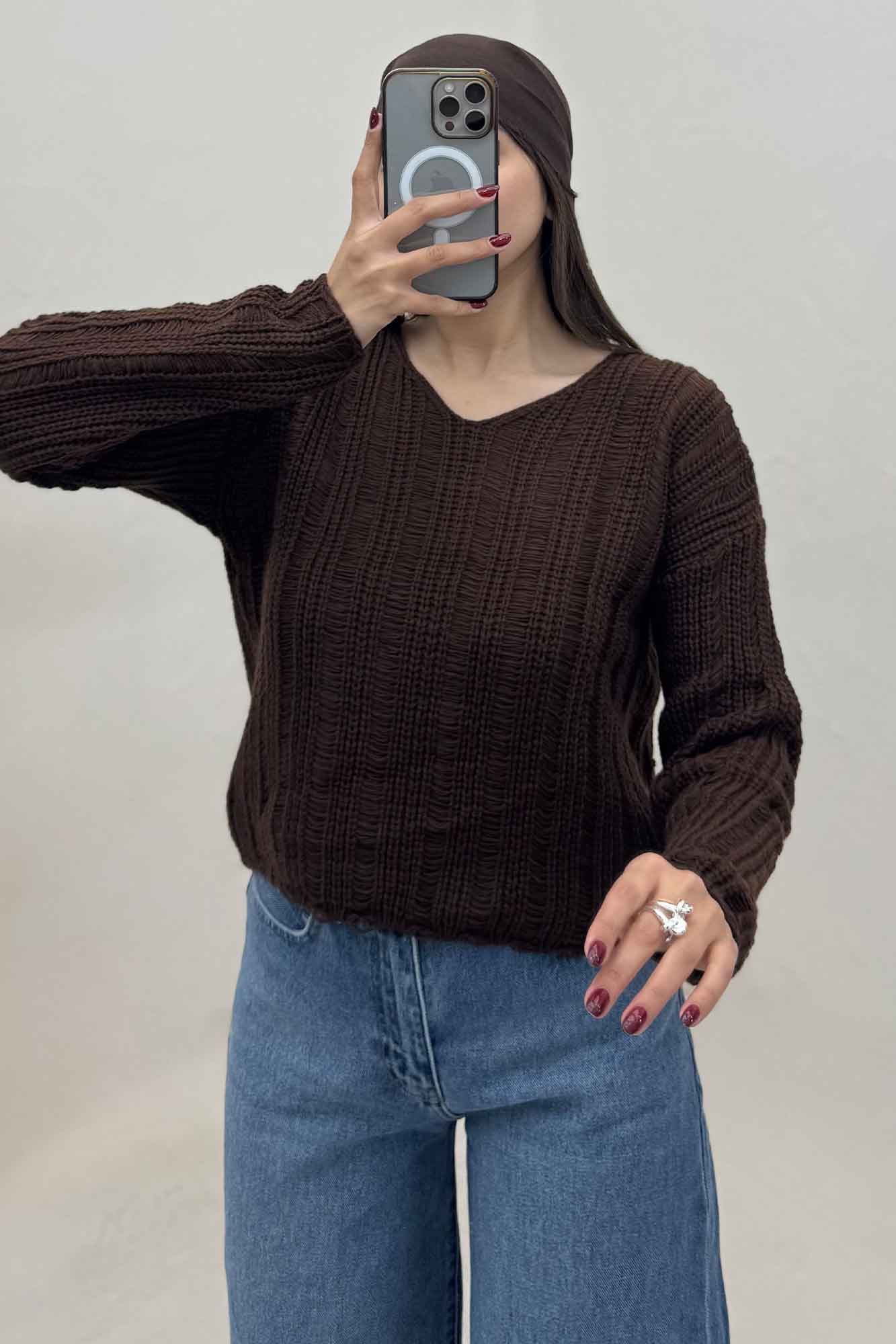 بلوز بافت درشت یقه هفت