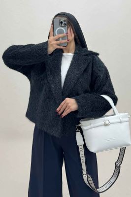 کت خز شاین دار تک دکمه با آستر