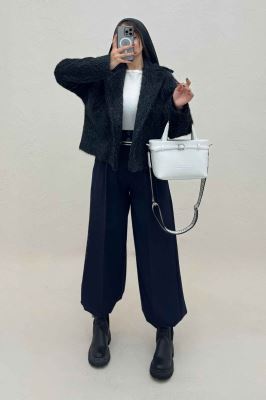 کت خز شاین دار تک دکمه با آستر