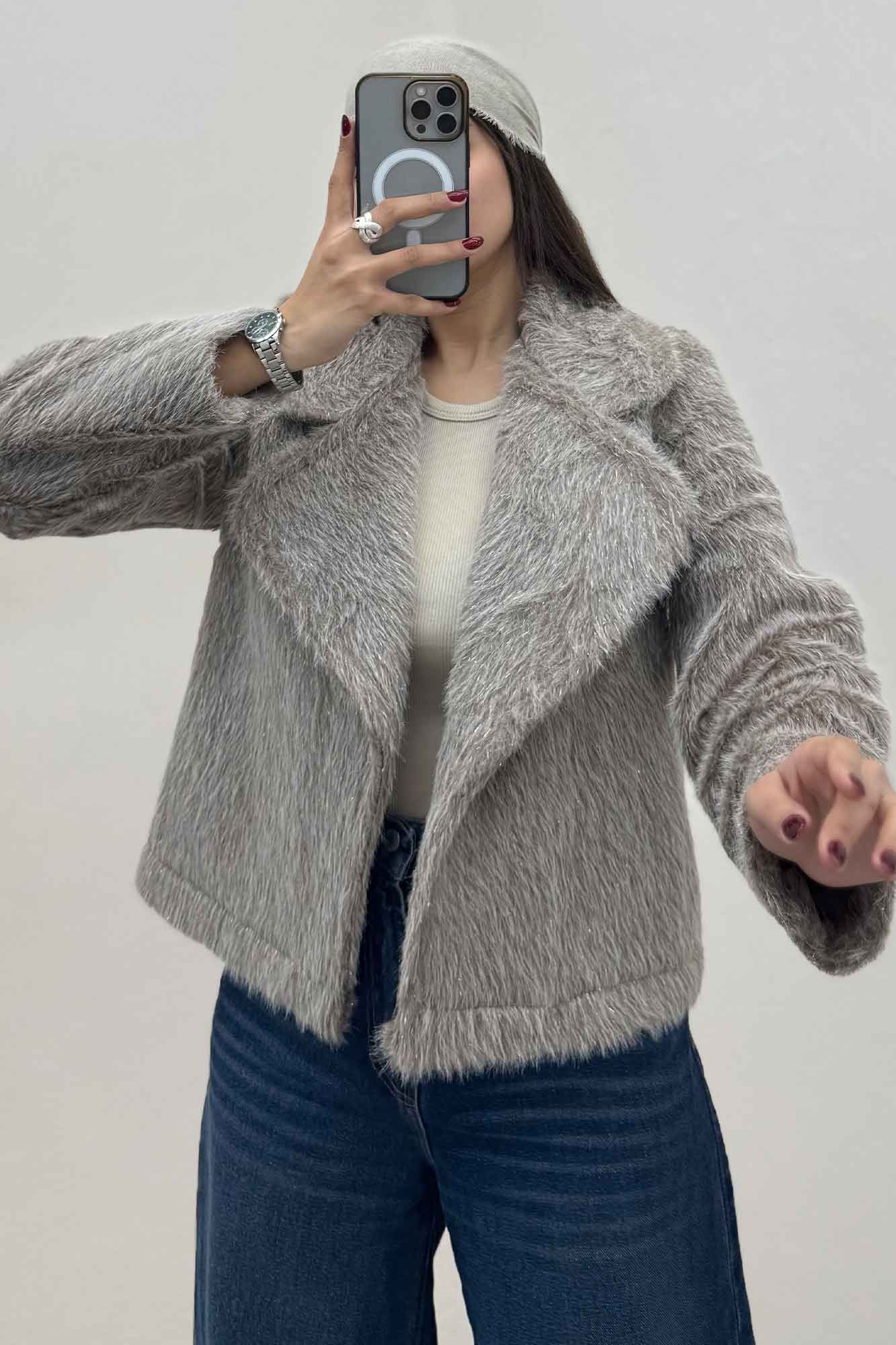 کت خز شاین آستردار یقه انگلیسی