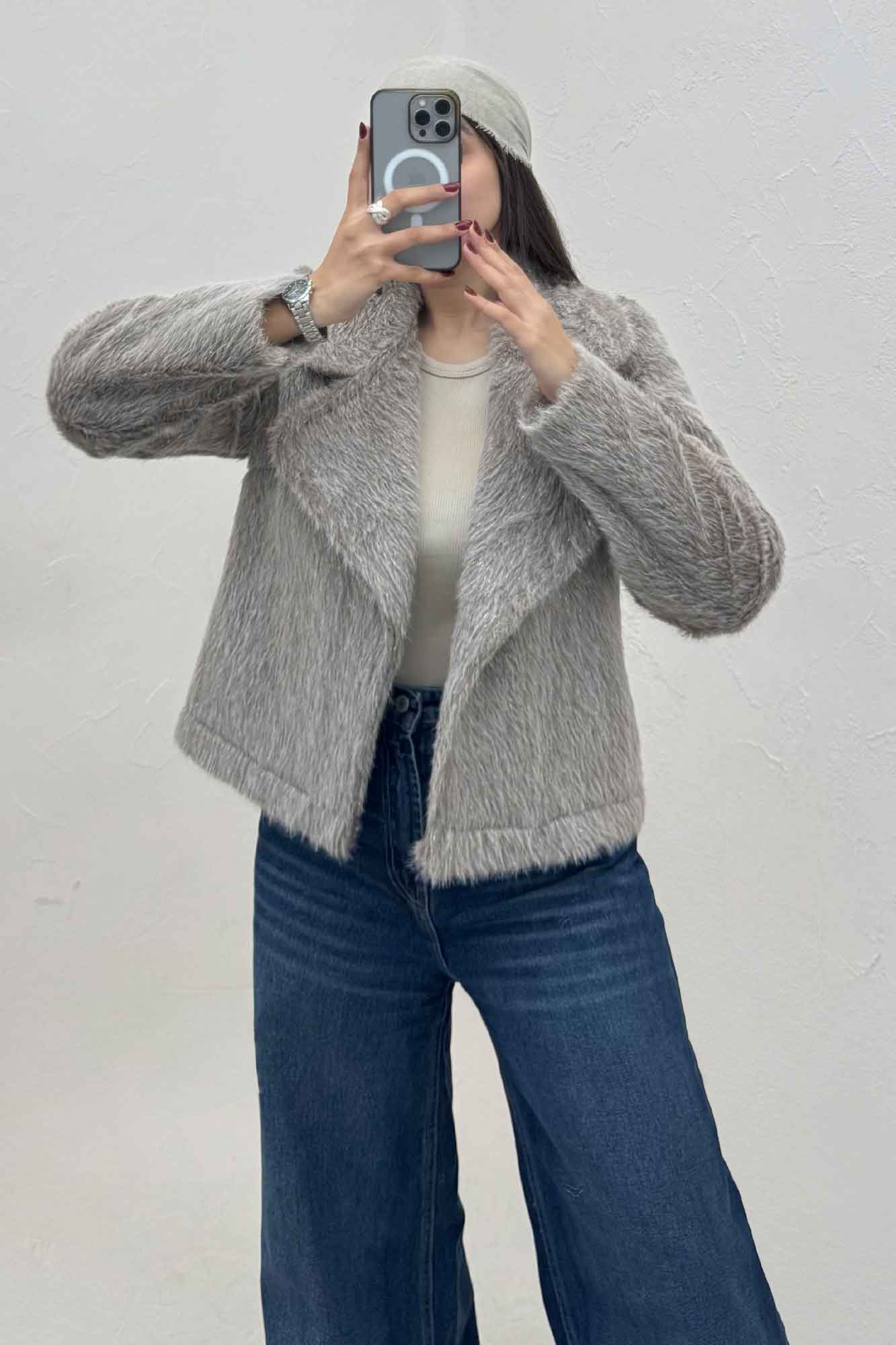 کت خز شاین آستردار یقه انگلیسی