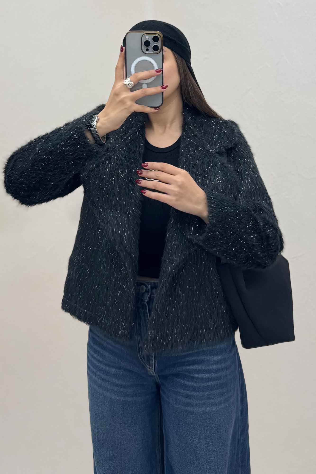 کت خز شاین آستردار یقه انگلیسی