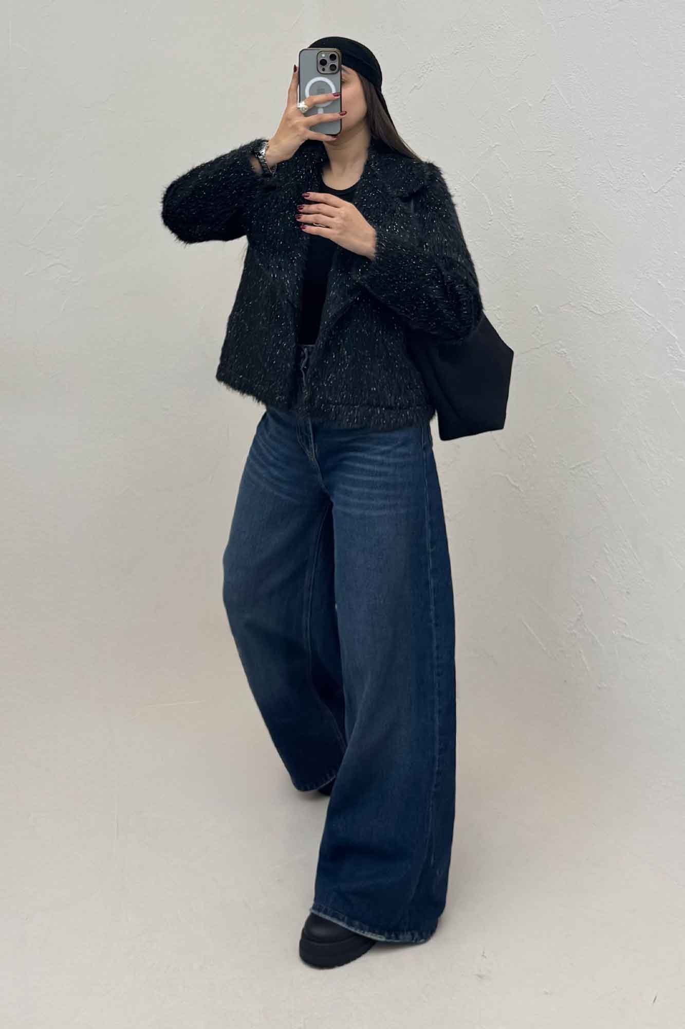 کت خز شاین آستردار یقه انگلیسی