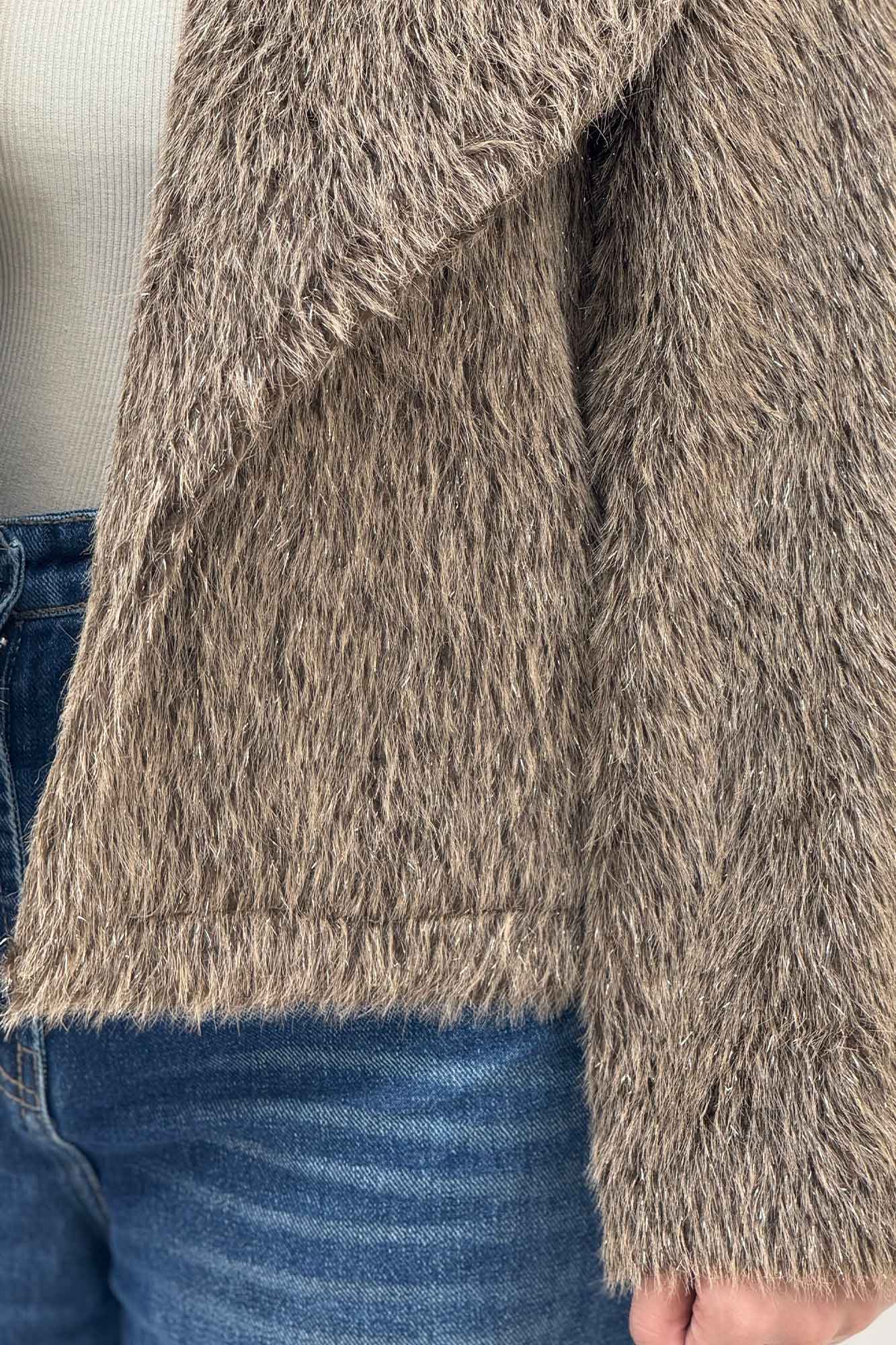 کت خز شاین آستردار یقه انگلیسی