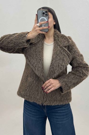 کت خز شاین آستردار یقه انگلیسی