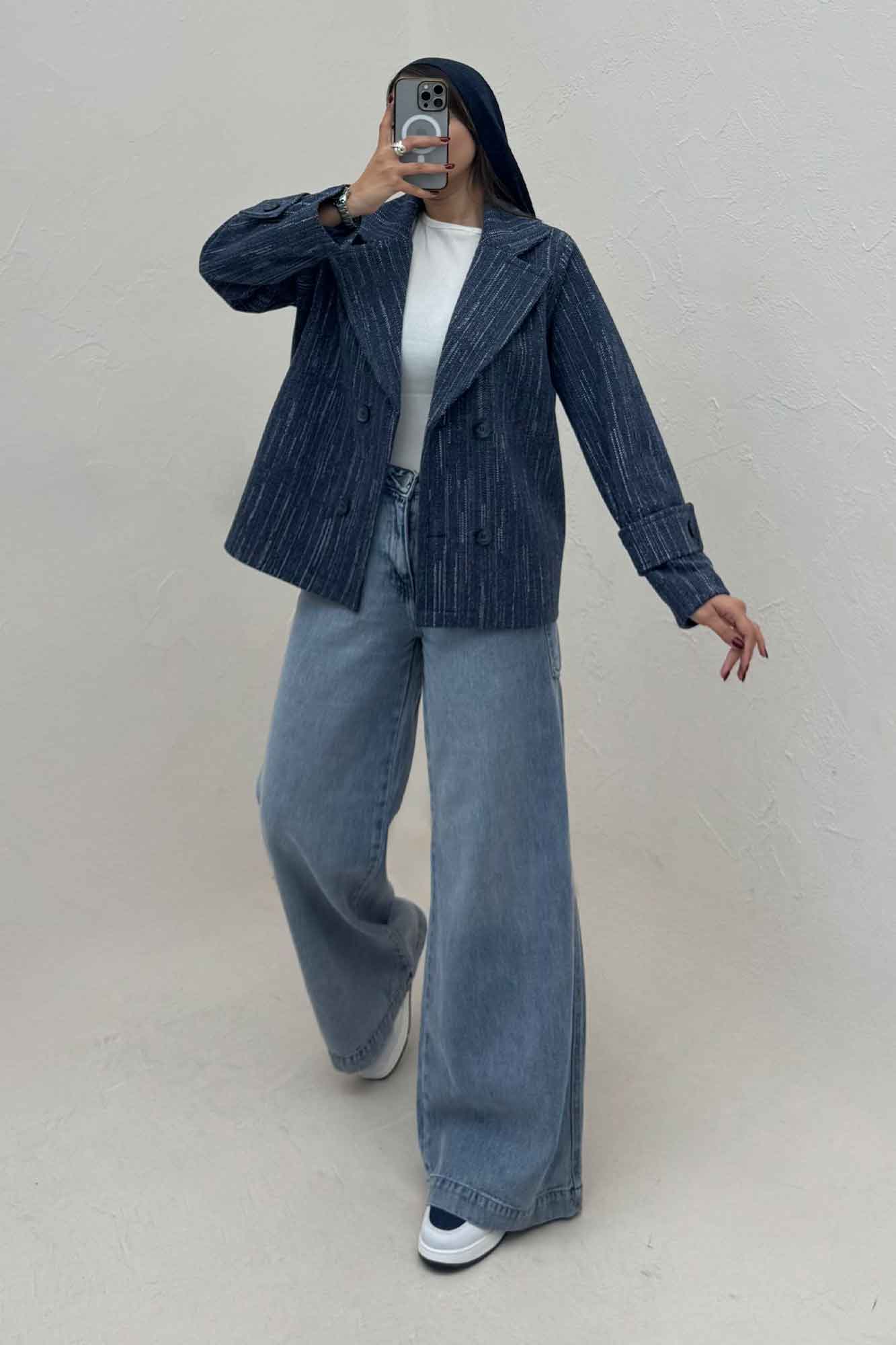 کت فوتر خط چین آستردار چهار دکمه