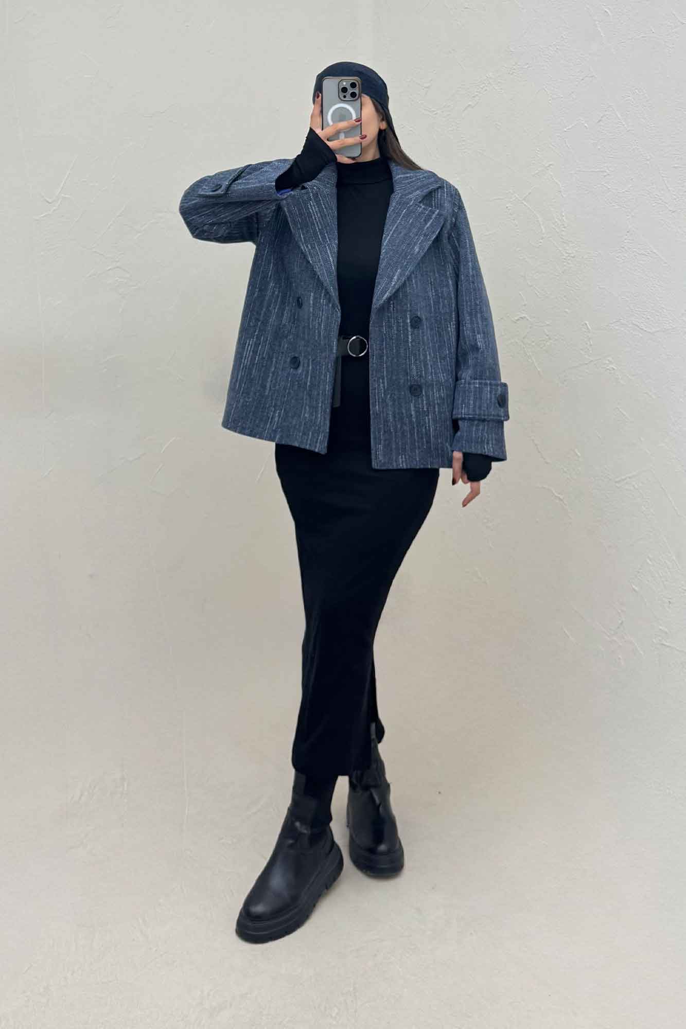 کت فوتر خط چین آستردار چهار دکمه