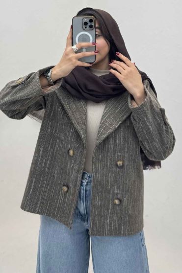 کت فوتر خط چین آستردار چهار دکمه