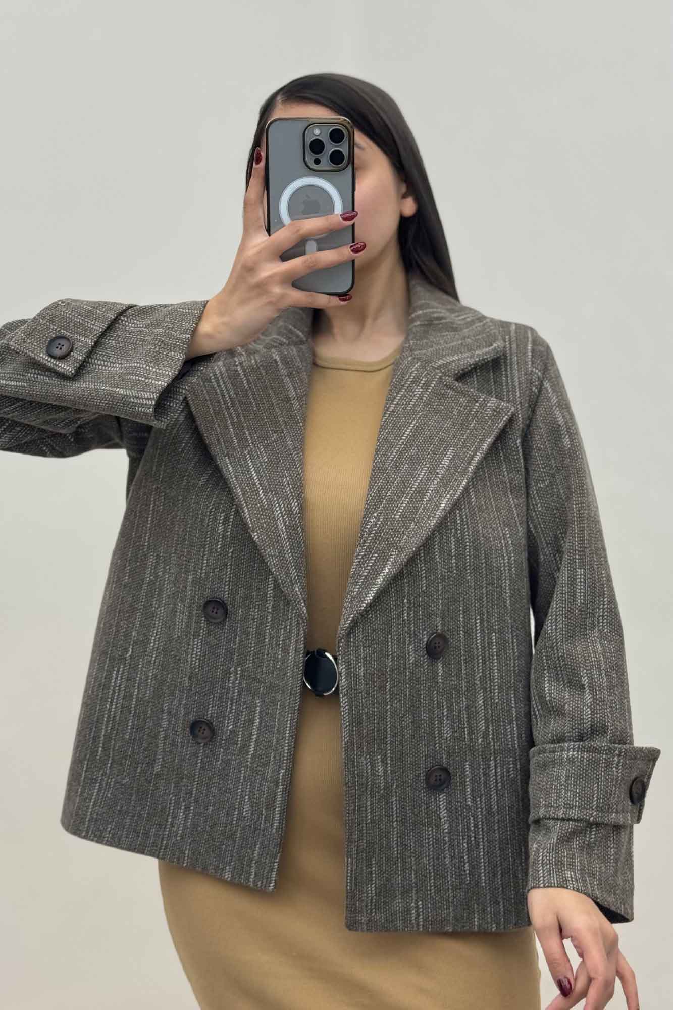 کت فوتر خط چین آستردار چهار دکمه