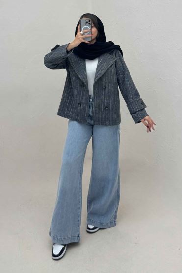 کت فوتر خط چین آستردار چهار دکمه