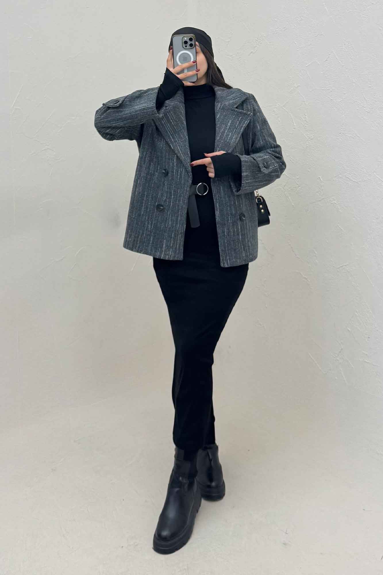 کت فوتر خط چین آستردار چهار دکمه