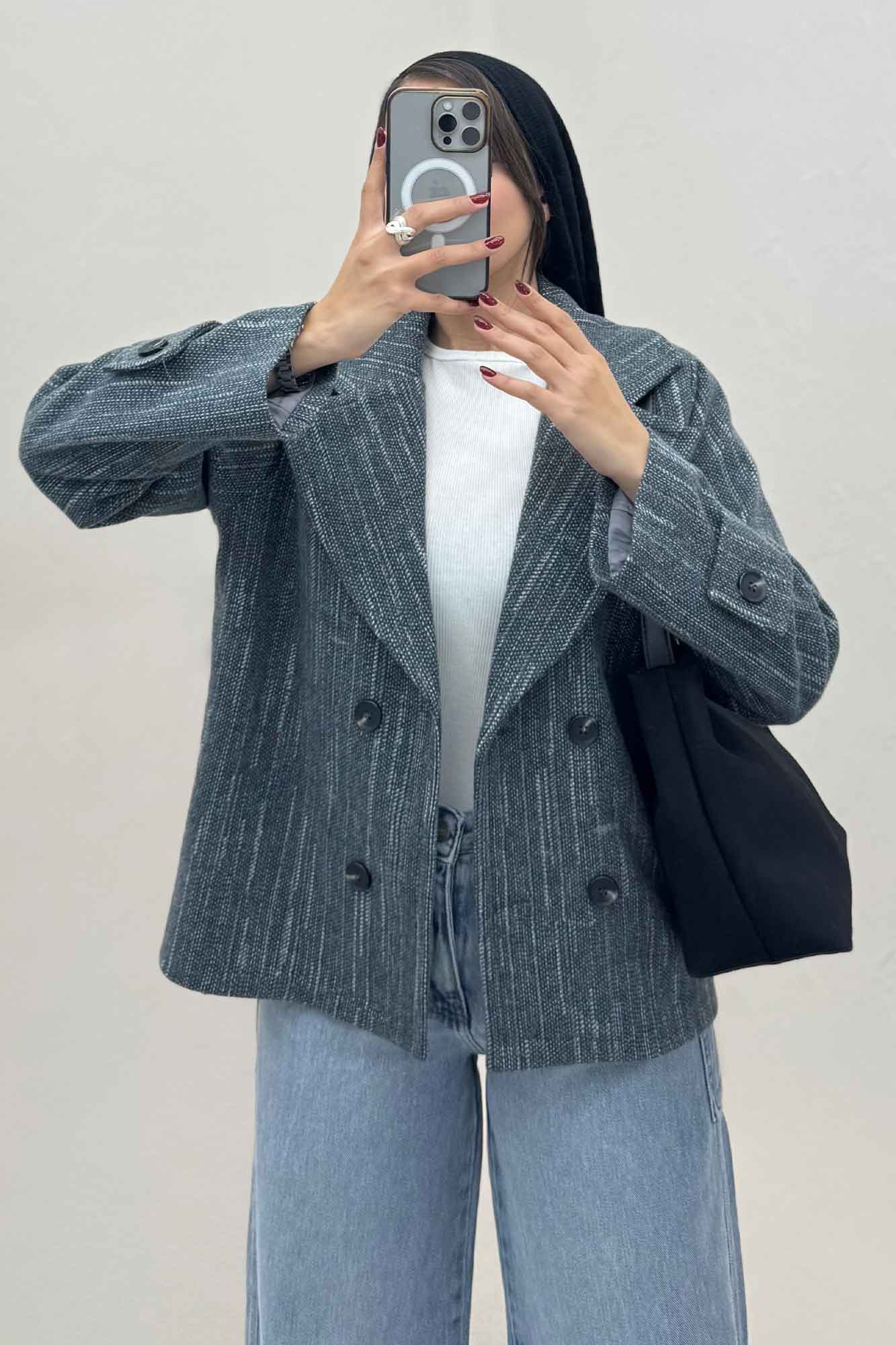 کت فوتر خط چین آستردار چهار دکمه