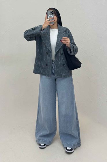 کت فوتر خط چین آستردار چهار دکمه