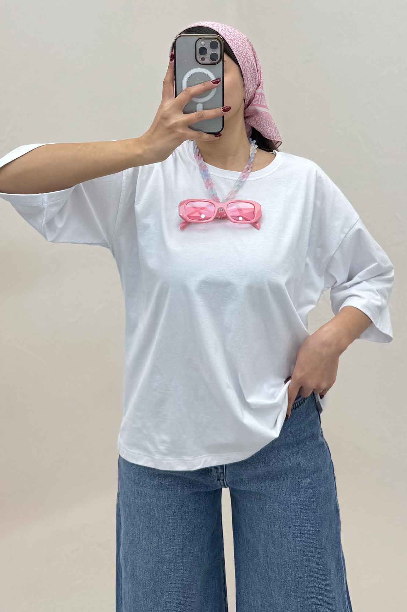 تیشرت ساده باکسی روبان کد 301