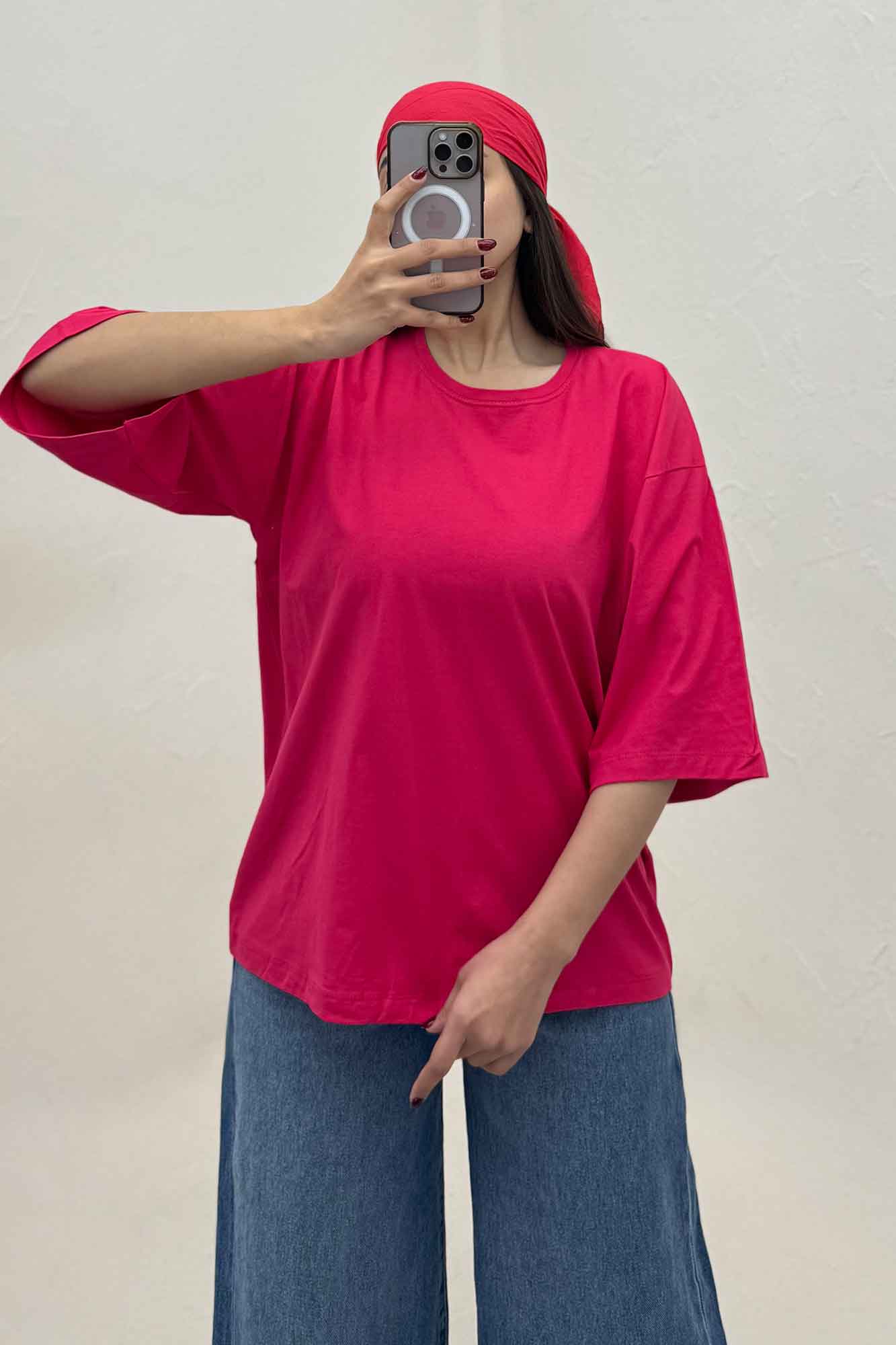 تیشرت ساده باکسی روبان کد 301