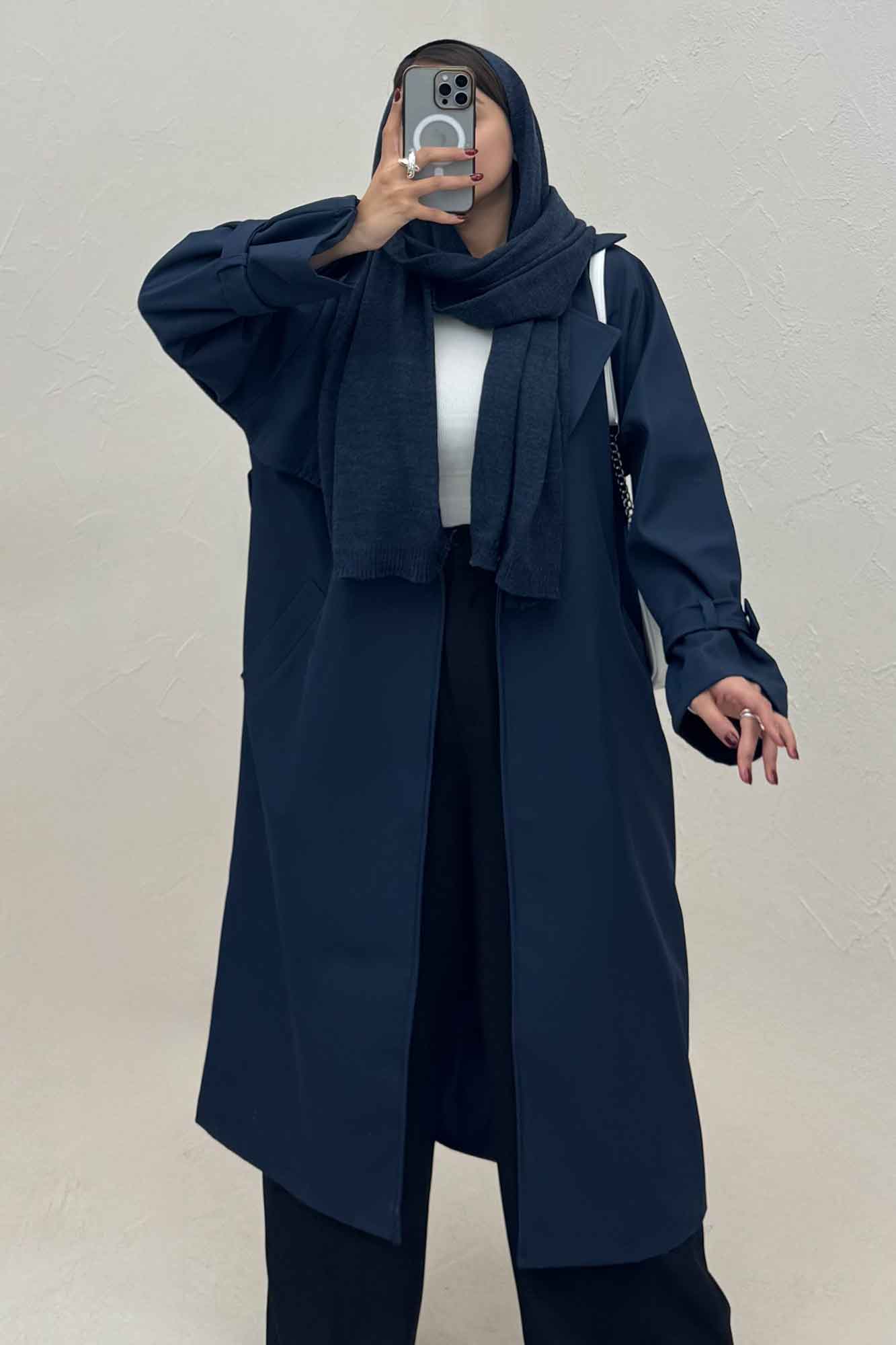 بارانی بلند آستردار آستین پاگن