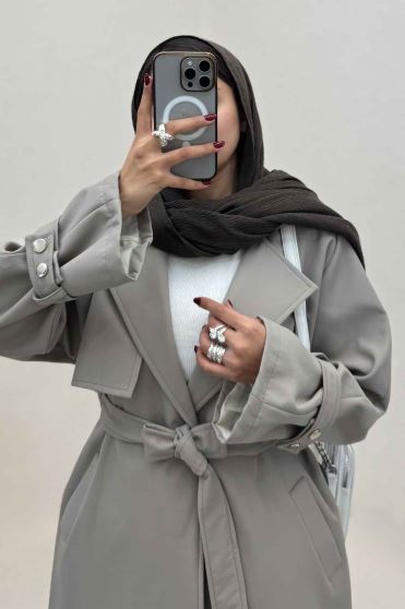 بارانی بلند آستردار آستین پاگن