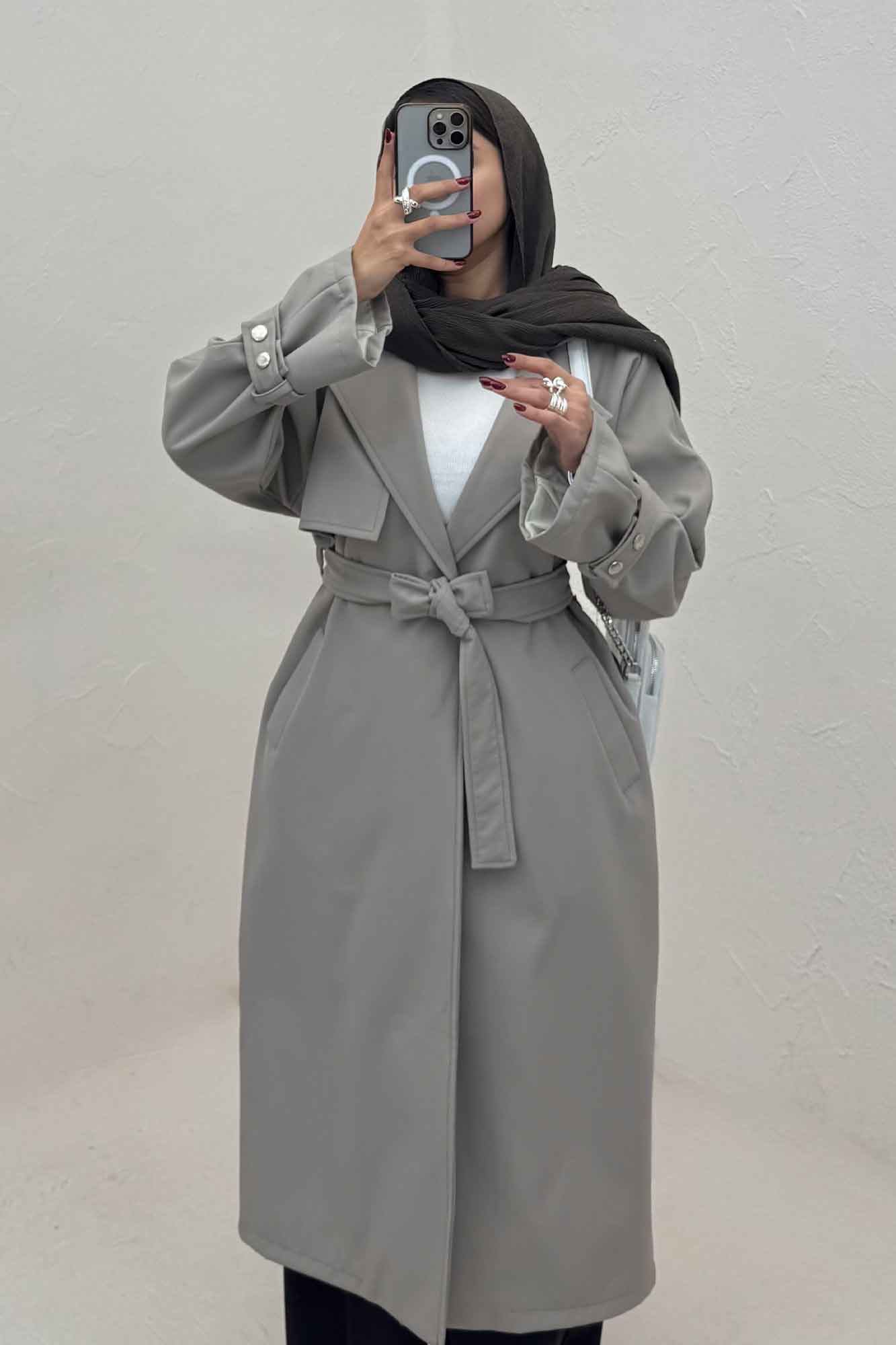 بارانی بلند آستردار آستین پاگن