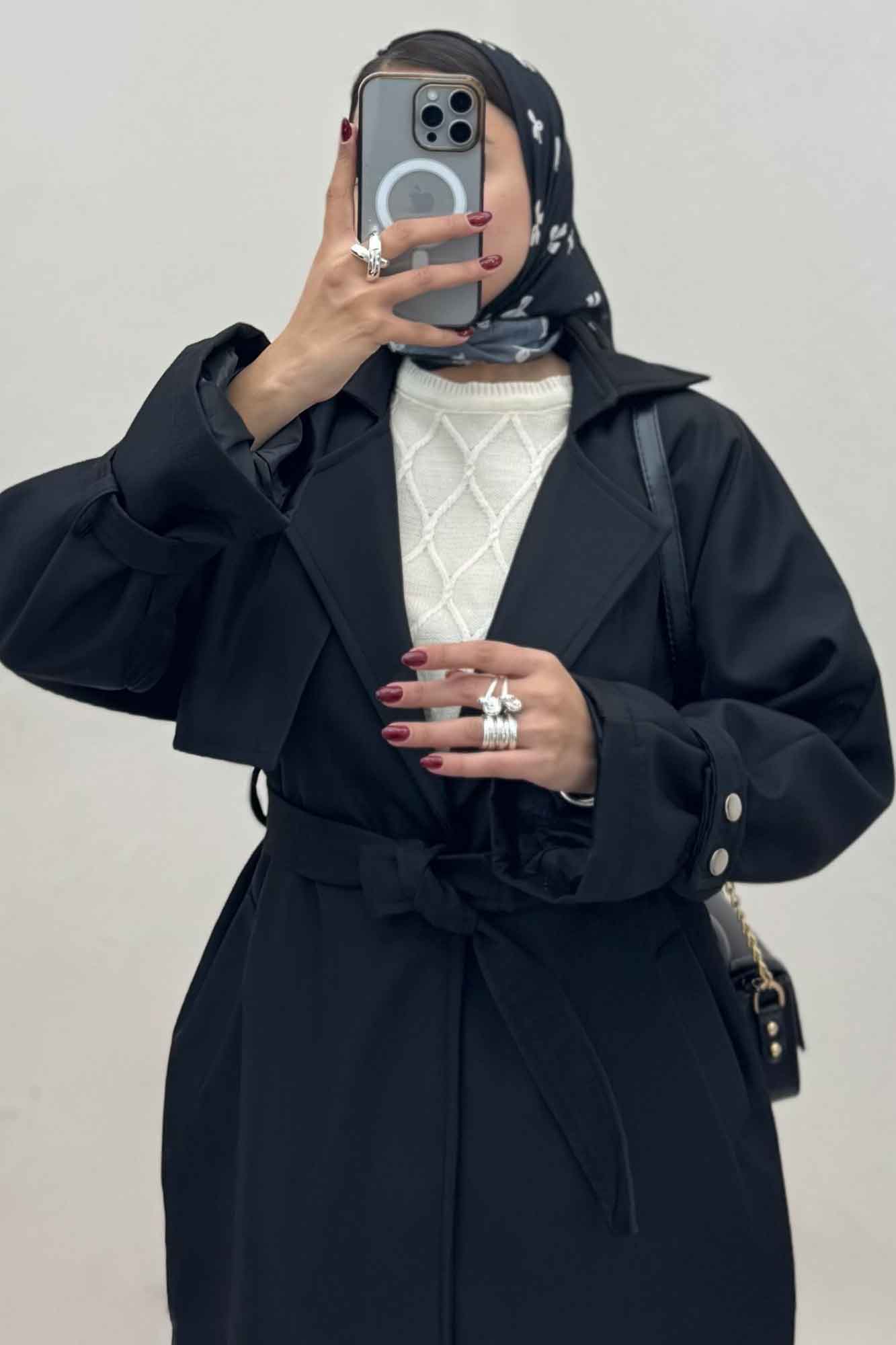 بارانی بلند آستردار آستین پاگن