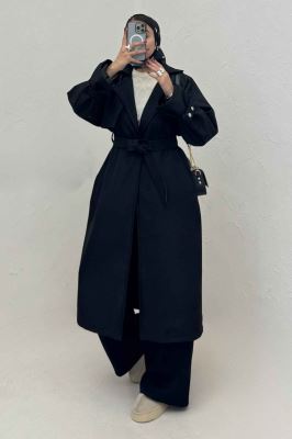 بارانی بلند آستردار آستین پاگن