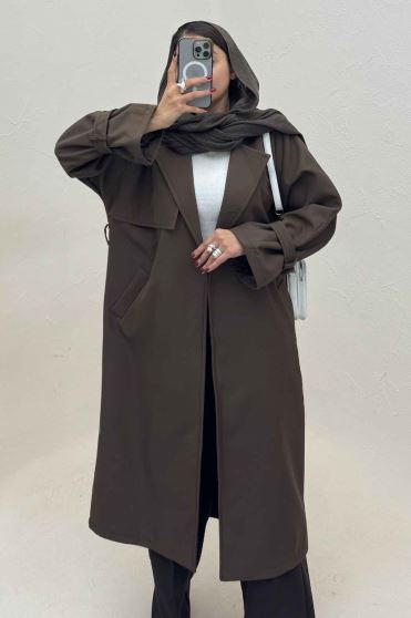 بارانی بلند آستردار آستین پاگن