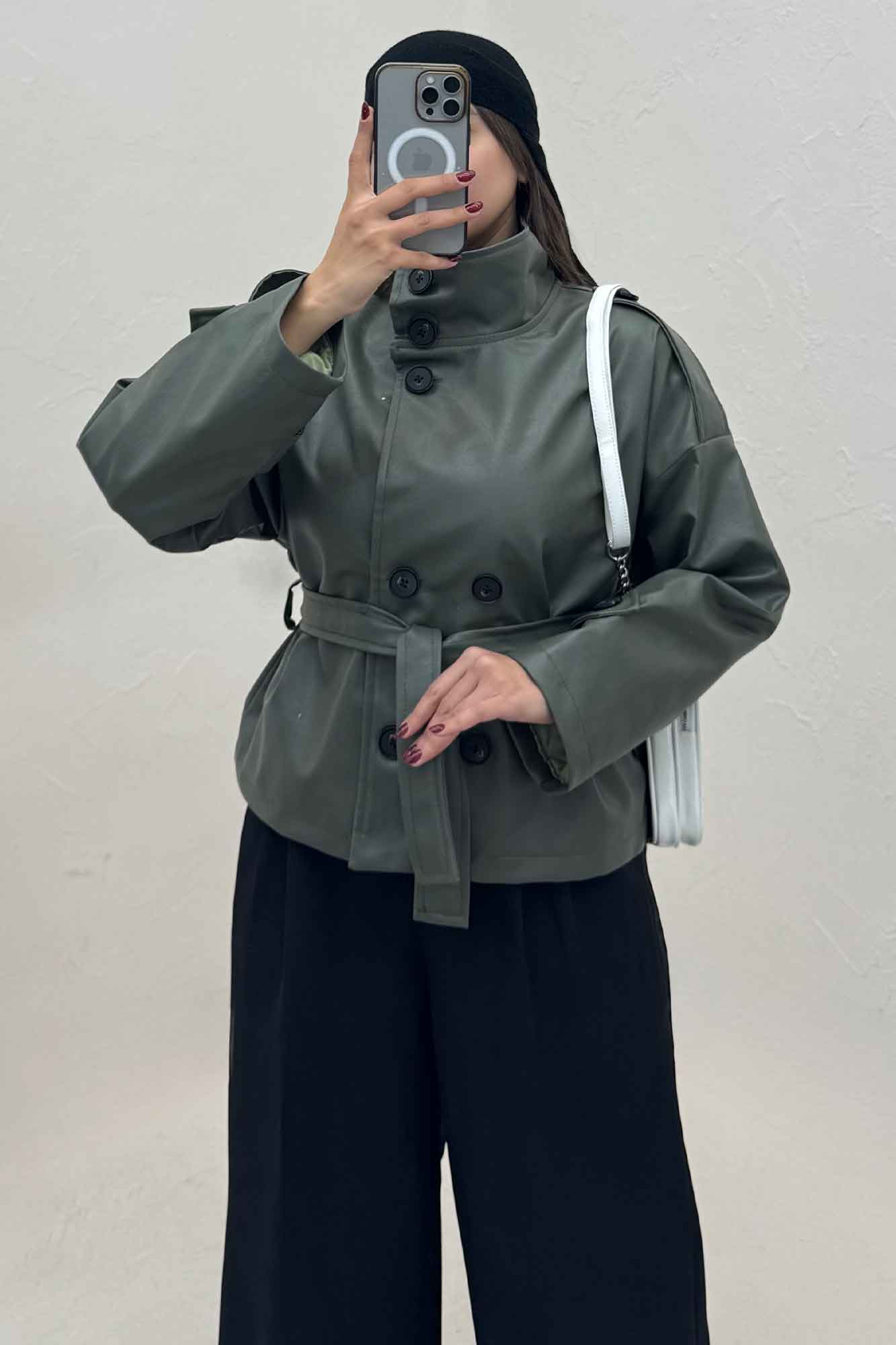 کت چرم یقه ایستاده 