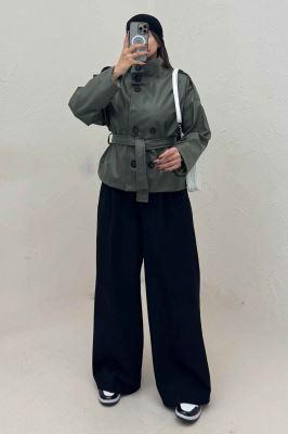 کت چرم یقه ایستاده 