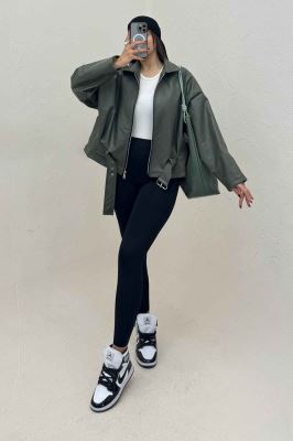 کت چرم زیپدار پایین سگک