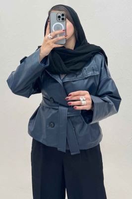 کت چرم یقه ایستاده 