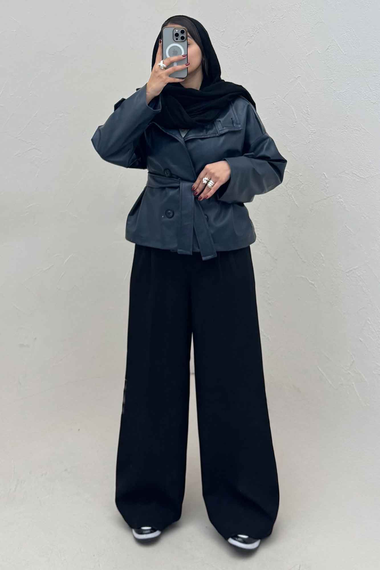 کت چرم یقه ایستاده 