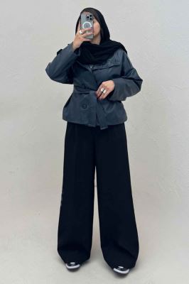 کت چرم یقه ایستاده 