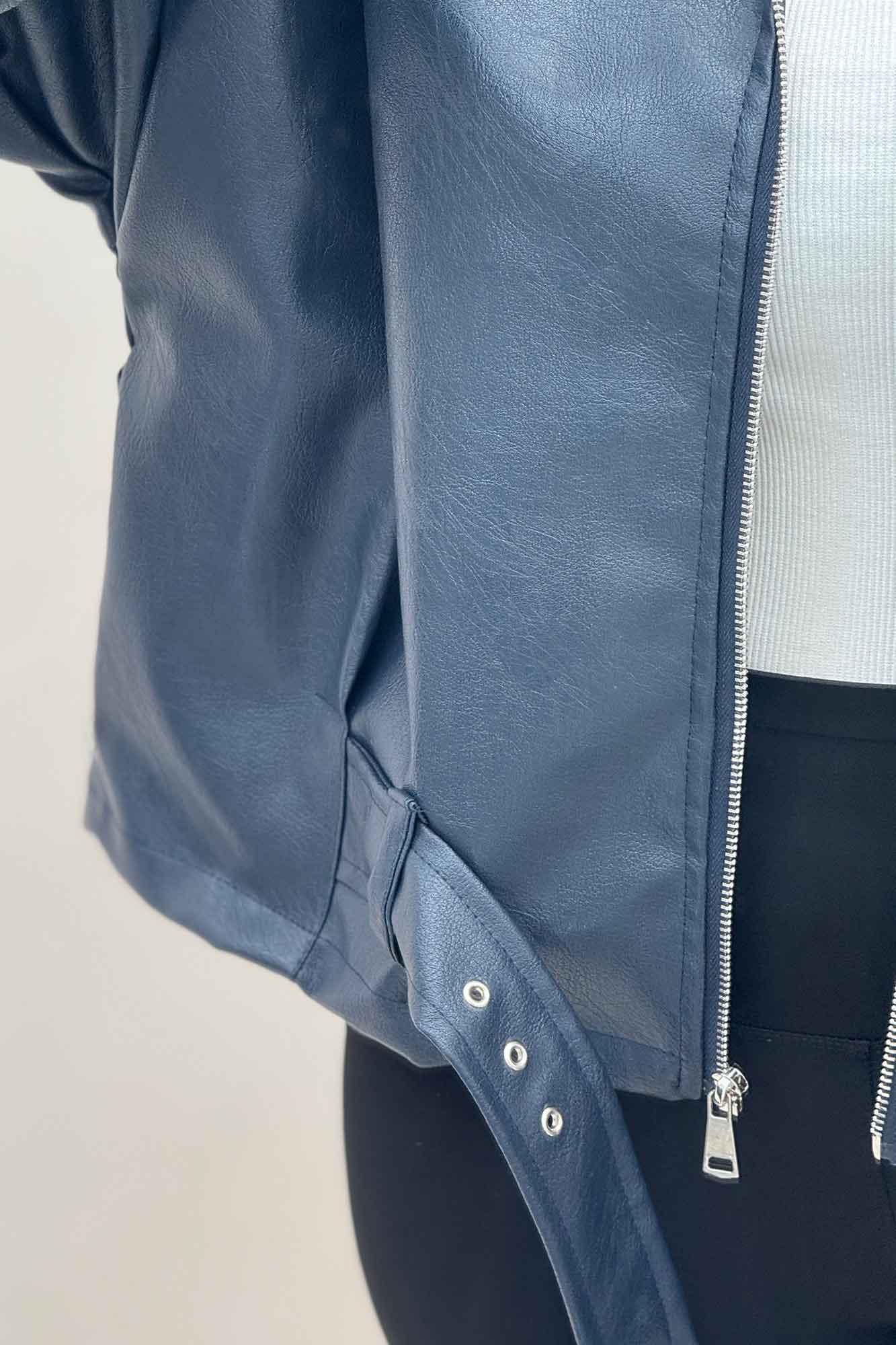 کت چرم زیپدار پایین سگک