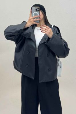 کت چرم یقه ایستاده 